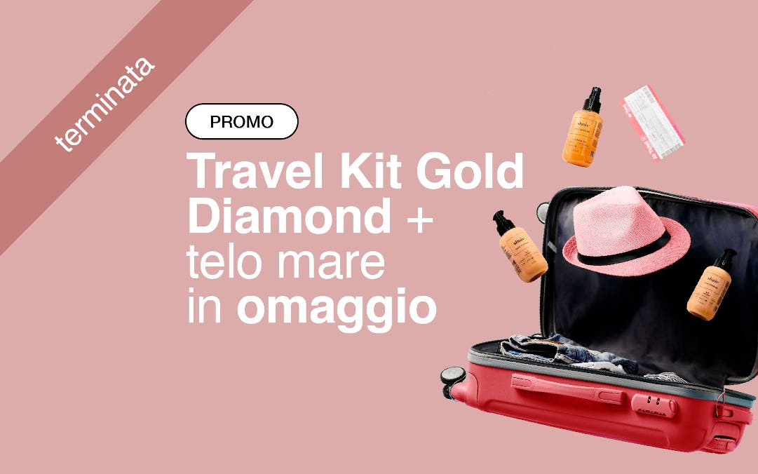 Preparati all'estate! ☀️ Acquista il Travel kit SHAIR GOLD DIAMOND con filtro UVB e ricevi in OMAGGIO il telo mare. 🌊