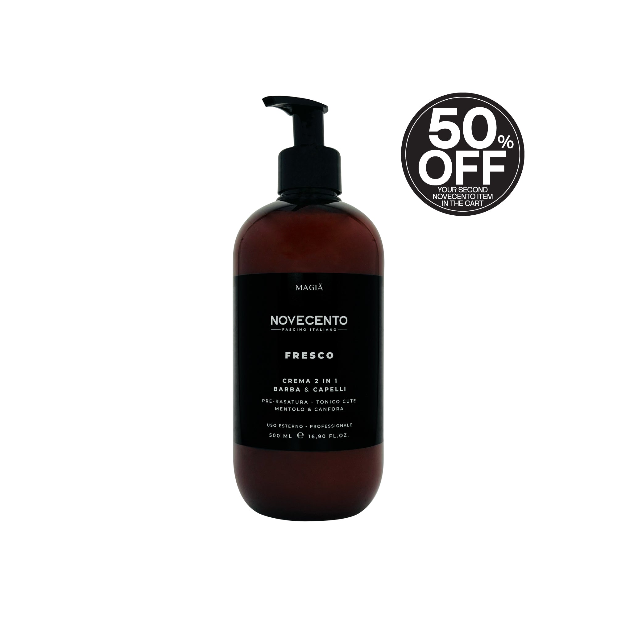 NOVECENTO | Fresco: 2-in-1 Beard & Hair Cream - 500 Ml.