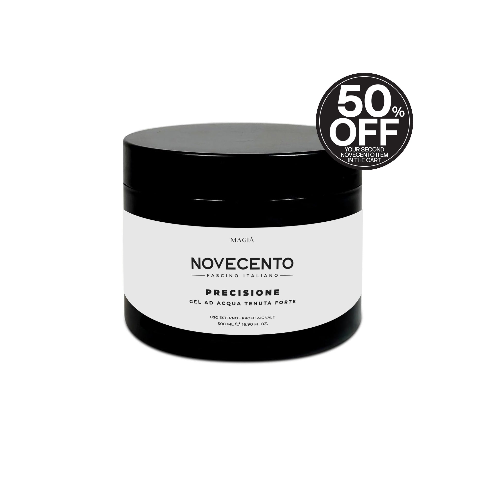 NOVECENTO | Precisione: Water-Based Hair Gel AG – Strong Hold - 500 Ml.