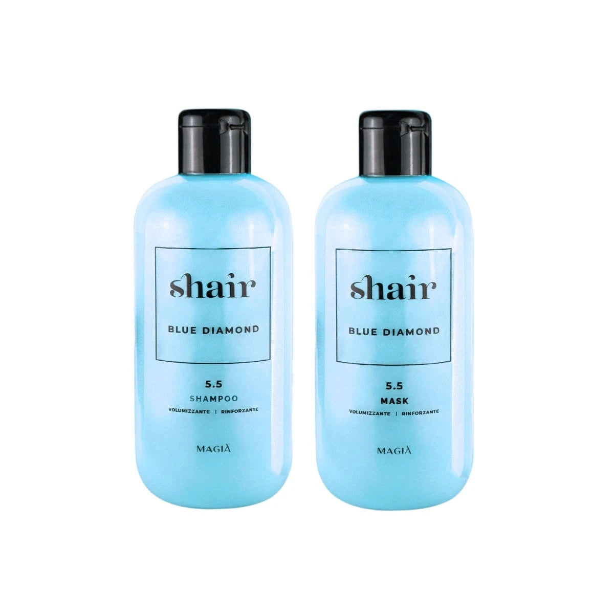 SHAIR | Blue Diamond Kit: Shampoo + Mask: Volumizing & Strengthening - PH 5.5 2x250 Ml.