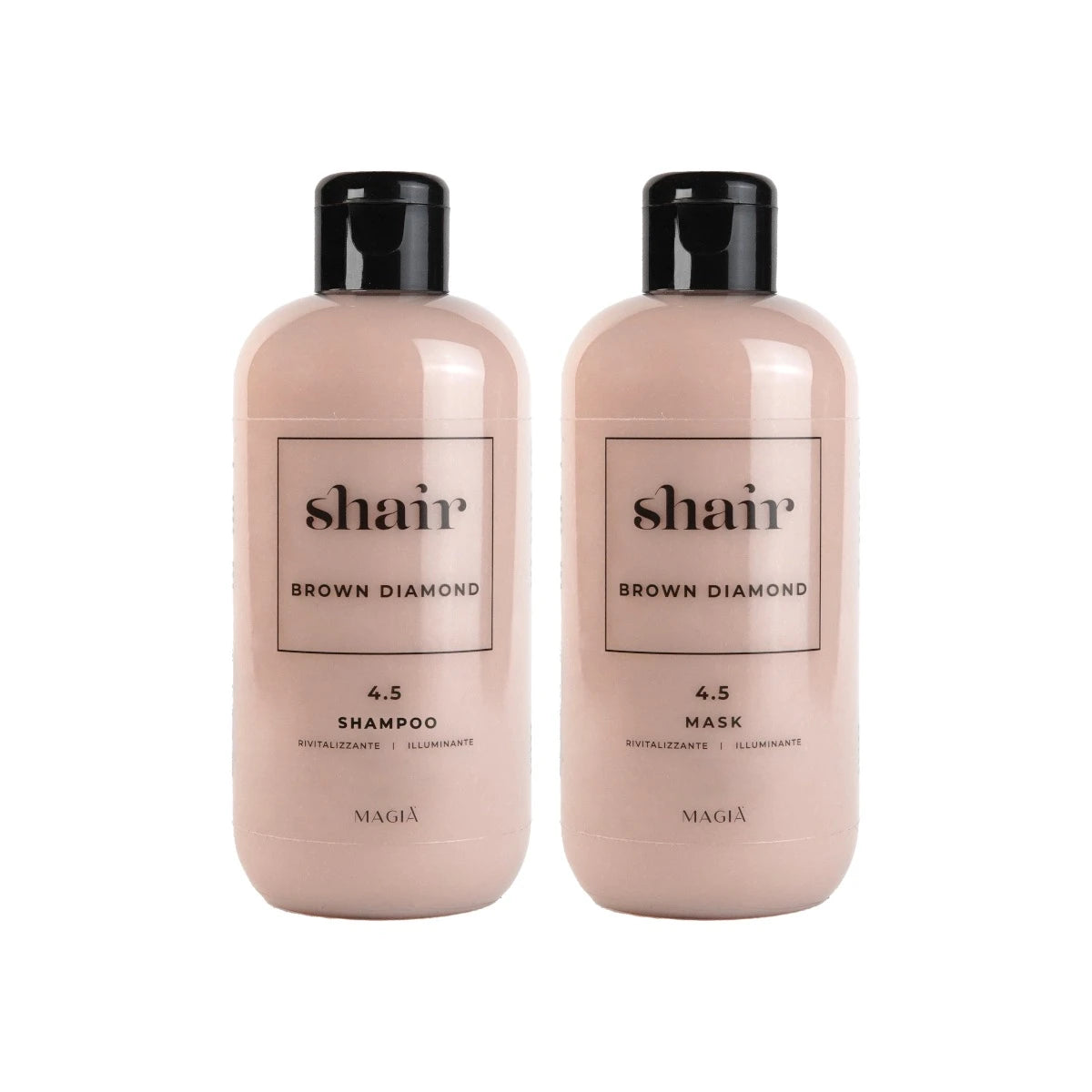 SHAIR | Brown Diamond Kit - Shampoo + Mask: Revitalizing, Illuminating & Repair - PH 4.5 (2×250 Ml.)