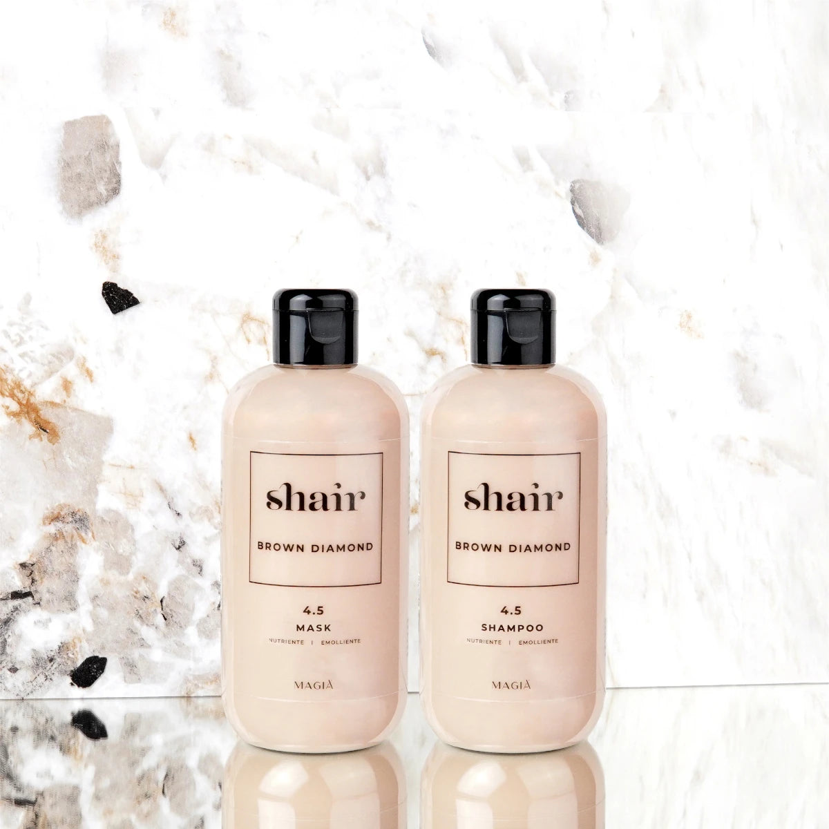 SHAIR | Brown Diamond Kit - Shampoo + Mask: Revitalizing, Illuminating & Repair - PH 4.5 (2×250 Ml.)