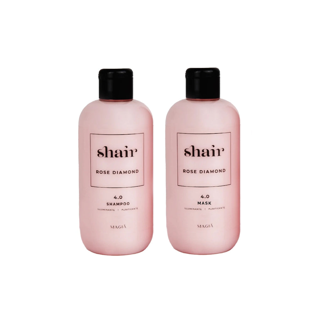 SHAIR | Rose Diamond Kit Shampoo + Maske: Professionelle Reinigung - PH 4.0 2×250 ml.
