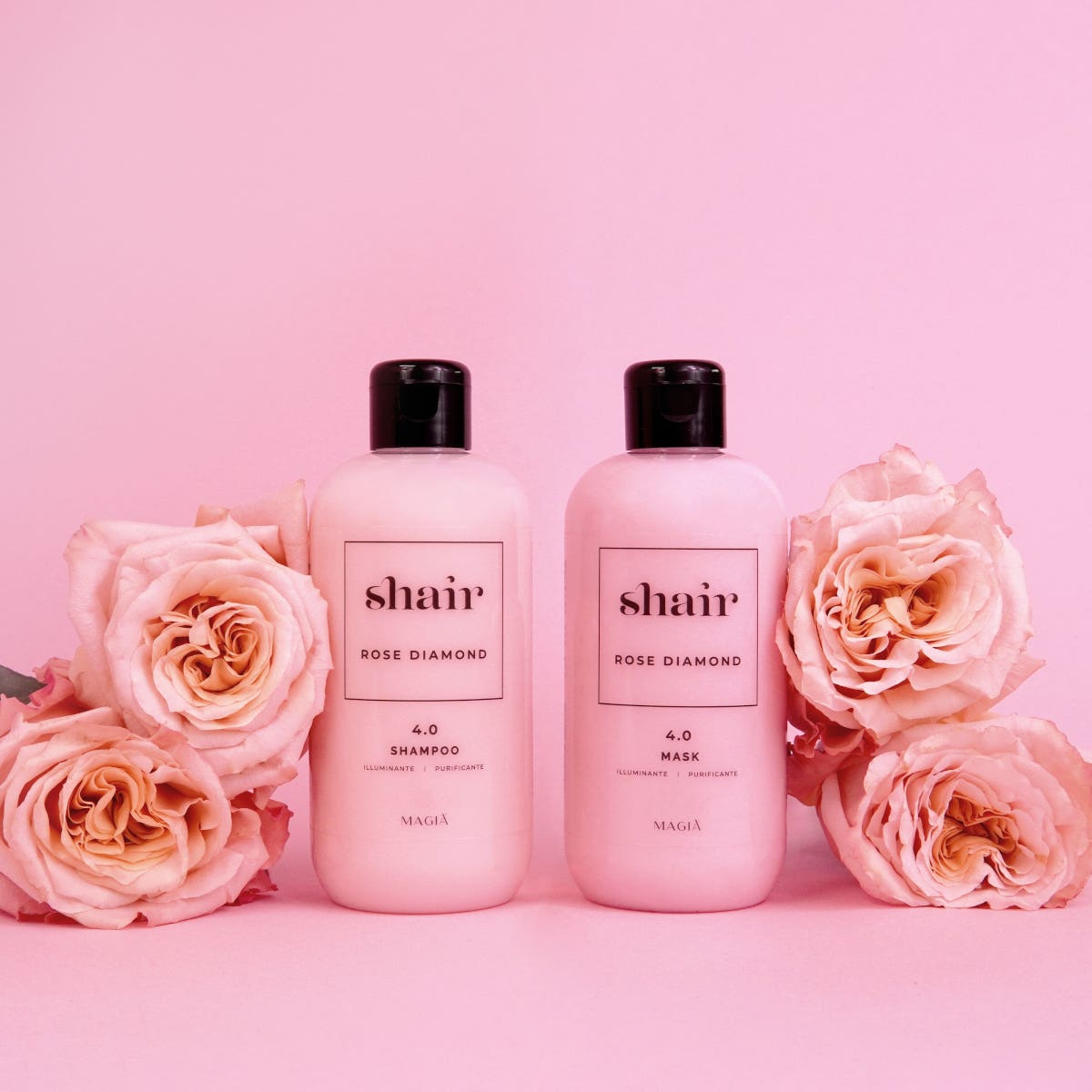 SHAIR | Rose Diamond Kit Shampoo + Mask: Professional Purifying - PH 4.0 2×250 Ml.